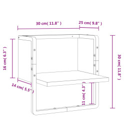 Étagère murale avec barre sonoma gris 30x25x30 cm