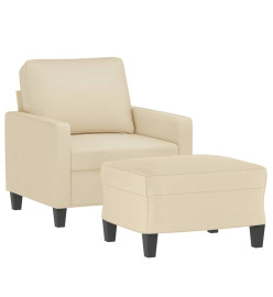 Fauteuil avec repose-pied Crème 60 cm Tissu