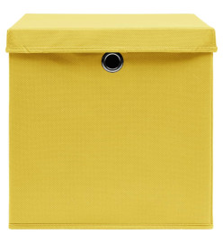 Boîtes de rangement avec couvercles 4 pcs 28x28x28 cm Jaune