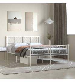 Cadre de lit métal avec tête de lit/pied de lit blanc 120x190cm