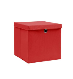 Boîtes de rangement avec couvercles 10 pcs 28x28x28 cm Rouge