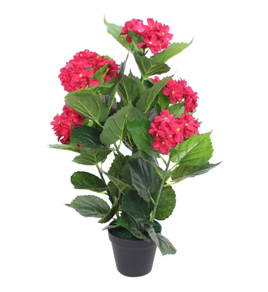 Plante hortensia artificielle avec pot 60 cm Rouge