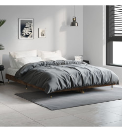 Cadre de lit chêne fumé 135x190 cm bois d'ingénierie