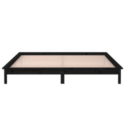 Cadre de lit à LED noir 120x190 cm petit double bois massif