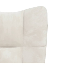 Chaise de relaxation avec repose-pied Blanc crème Velours