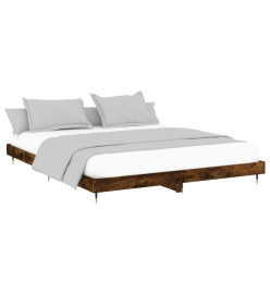 Cadre de lit chêne fumé 140x200 cm bois d'ingénierie