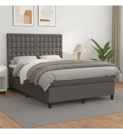 Lit à sommier tapissier avec matelas Gris 140x200 cm Similicuir