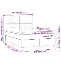 Lit à sommier tapissier avec matelas Gris 140x200 cm Similicuir