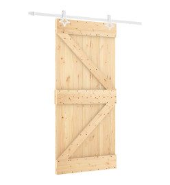 Porte coulissante et kit de quincaillerie 90x210 cm pin massif