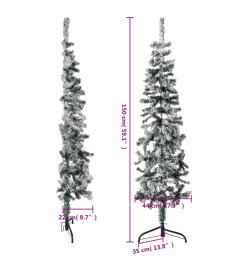 Demi sapin de Noël artificiel mince avec neige floquée 150 cm