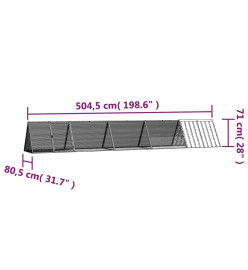 Clapier Anthracite 504,5x80,5x71 cm Acier galvanisé