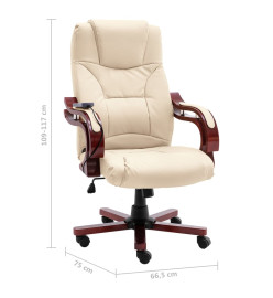 Chaise de bureau de massage Crème Cuir véritable