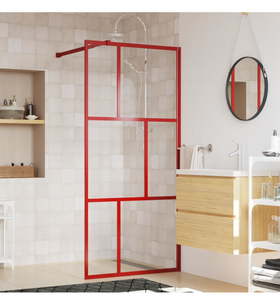 Paroi de douche avec verre ESG transparent rouge 80x195 cm