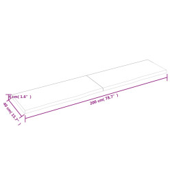 Dessus de table marron clair 200x40x4 cm bois chêne traité