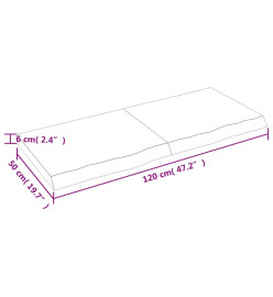 Étagère murale marron clair 120x50x6cm bois chêne massif traité