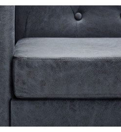 Canapé Chesterfield à 2 places Faux cuir suédé Gris