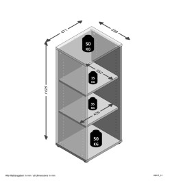 FMD Étagère de rangement avec 3 compartiments 47,1x39,9x112,5 cm blanc