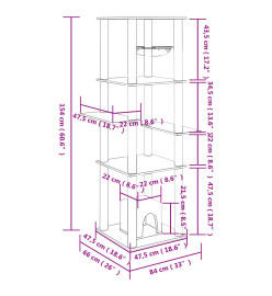 Arbre à chat avec griffoirs en sisal Crème 154 cm