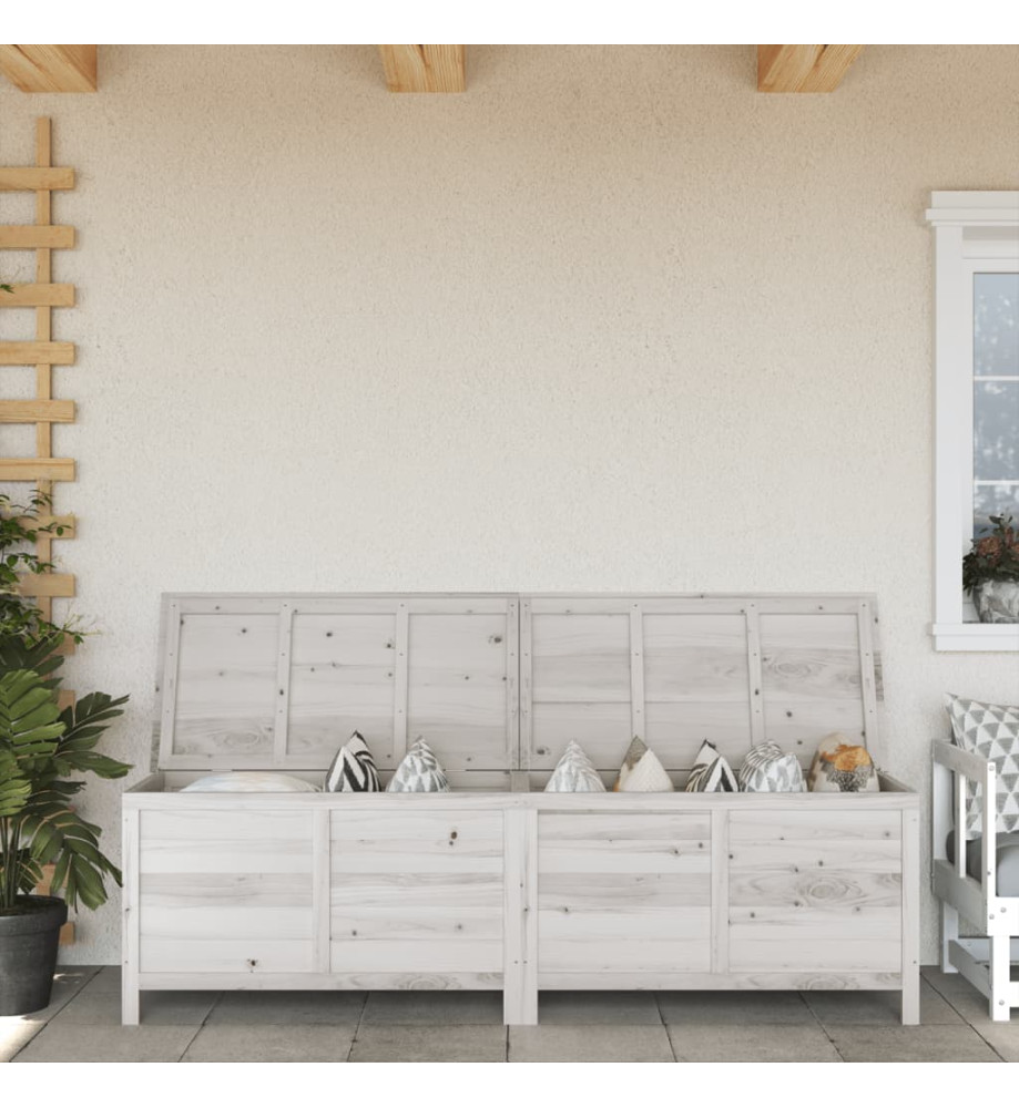 Boîte de rangement de jardin blanc bois massif de sapin Boîte de rangement de jardin blanc bois massif de sapin