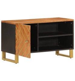 Meuble TV marron et noir 80x31,5x46 cm bois massif de manguier