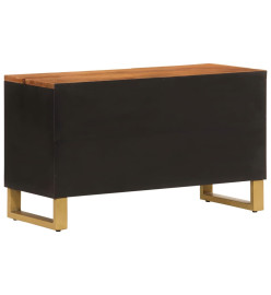 Meuble TV marron et noir 80x31,5x46 cm bois massif de manguier