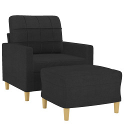 Fauteuil avec repose-pied Noir 60 cm Tissu