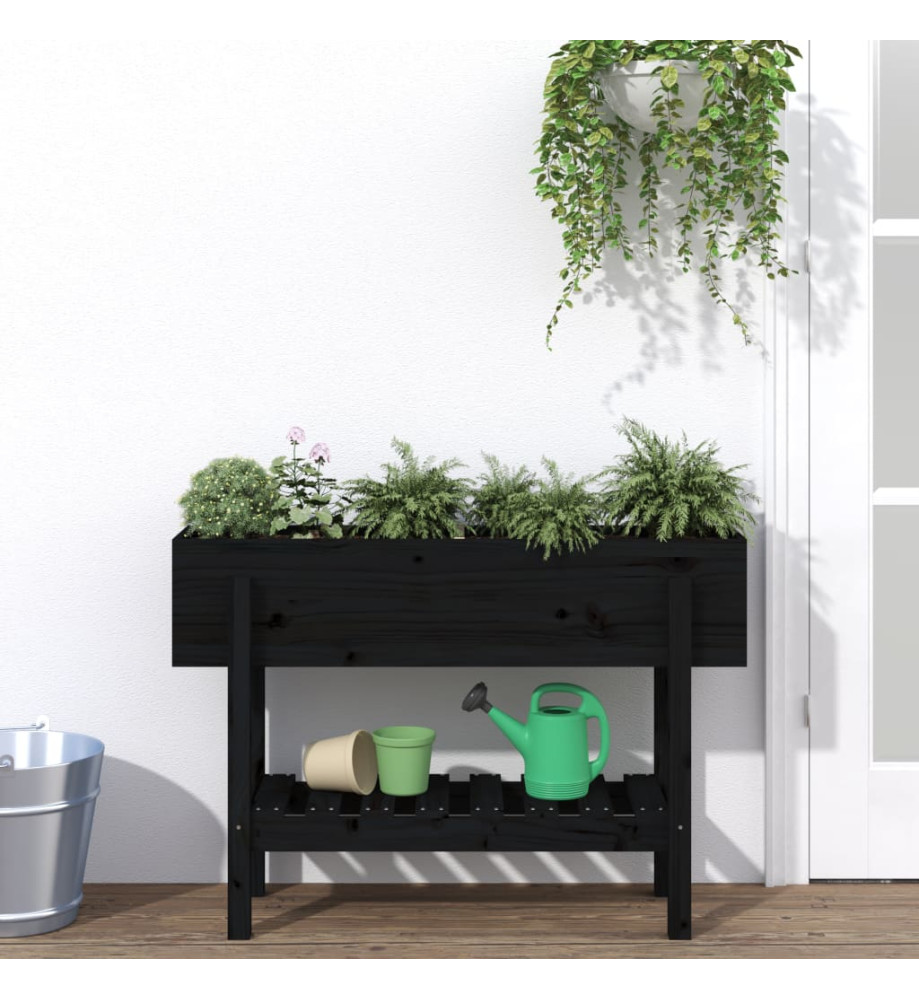 Lit surélevé de jardin noir 101x30x69 cm bois de pin massif Lit surélevé de jardin noir 101x30x69 cm bois de pin massif