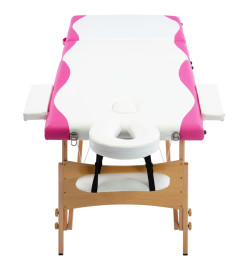 Table de massage pliable 3 zones Bois Blanc et rose