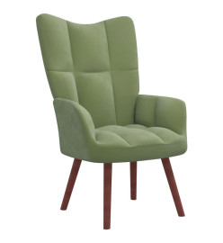 Chaise de relaxation avec repose-pied Vert clair Velours