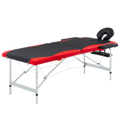 Table de massage pliable 2 zones Aluminium Noir et rouge