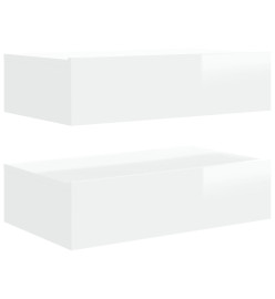 Meubles TV avec lumières LED 2 pcs blanc brillant 60x35x15,5 cm