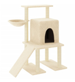 Arbre à chat avec griffoirs en sisal Crème 96,5 cm