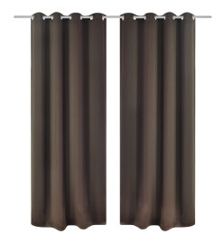 Rideau occultant 2 pcs et œillets métalliques 135x175 cm Marron