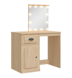 Coiffeuse avec lumières LED chêne sonoma 90x42x132,5 cm