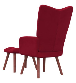 Chaise de relaxation avec repose-pied Rouge bordeaux Velours