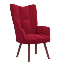 Chaise de relaxation avec repose-pied Rouge bordeaux Velours