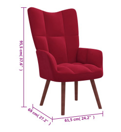 Chaise de relaxation avec repose-pied Rouge bordeaux Velours