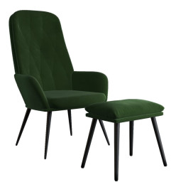 Chaise de relaxation avec repose-pied Vert foncé Velours