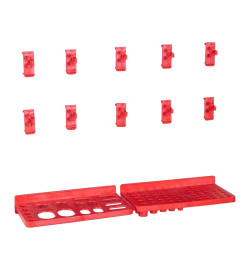 Kit de stockage avec panneaux muraux 71 pcs Rouge et noir