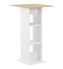 Table de bar Blanc et chêne Sonoma 60x60x110 cm