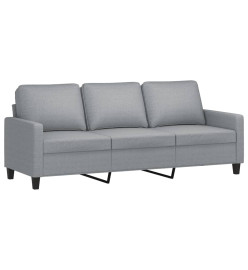 Canapé à 3 places avec repose-pieds Gris clair 180 cm Tissu