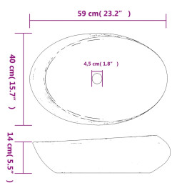 Vasque à poser gris et noir ovale 59x40x14 cm céramique