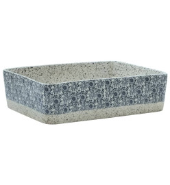 Vasque à poser gris/bleu rectangulaire 46x35,5x13 cm céramique