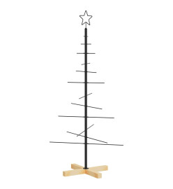 Arbre de Noël en métal avec base en bois noir 120 cm