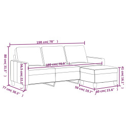 Canapé à 3 places avec repose-pieds Cappuccino 180cm Similicuir