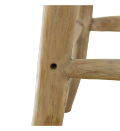 Tabouret de bar Cuir véritable et bois de teck solide