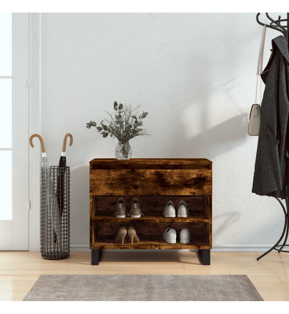 Armoire à chaussures Chêne fumé 70x36x60 cm Bois d'ingénierie