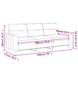 Canapé à 3 places Jaune clair 180 cm Tissu