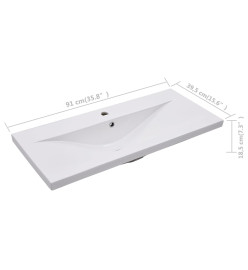 Lavabo encastré 91 x 39,5 x 18,5 cm Céramique Blanc