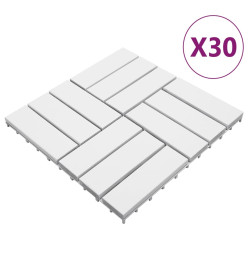 Tuiles de terrasse 30 pcs Blanc 30x30 cm Bois massif d'acacia